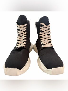 Rick Owens DRKSHDW Style Abstract High-Top Canvas Sneakers - Black/Milk